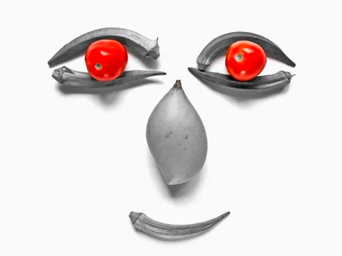 Amusing face made from vegetables Stock Photos