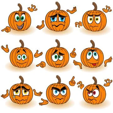 Amusing gesticulating orange pumpkins Stock Illustration