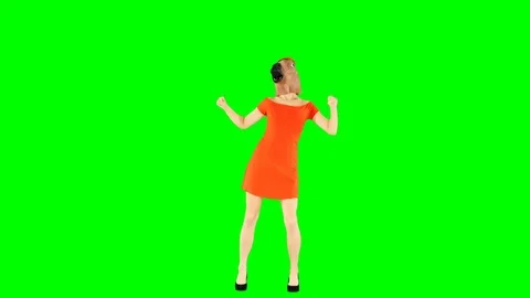 Amusing Girl Dancing on Green Screen Wearing a Horse Head Mask Stock Footage 108676517