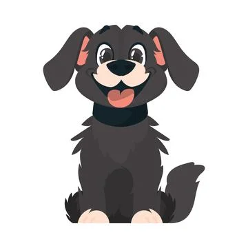 Amusing happy dark pooch. Grinning canine. Cartoon style, Vector Illustration Stock Illustration