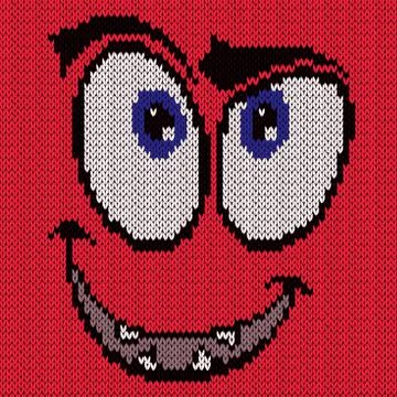 Amusing knitted grimace Stock Illustration