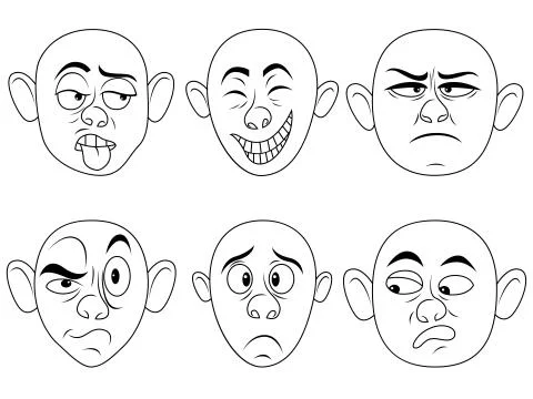 Amusing male grimaces set Stock Illustration