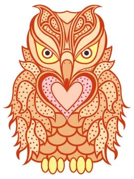 Amusing orange beaky owl Stock Illustration