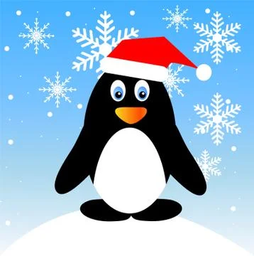 Amusing penguin on a background blue sky Stock Illustration