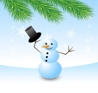 Amusing snow man uncaps Stock Illustration
