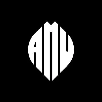 AMV circle letter logo design with circle and ellipse shape. AMV ellipse letter Stock Illustration