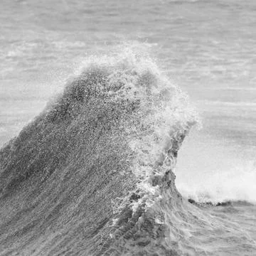 Amzing image of individual wave breaking and cresting during violent windy st Stock-Fotos