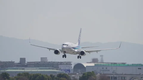 ANA Boeing 737 Passenger Airplane Landin... | Stock Video | Pond5