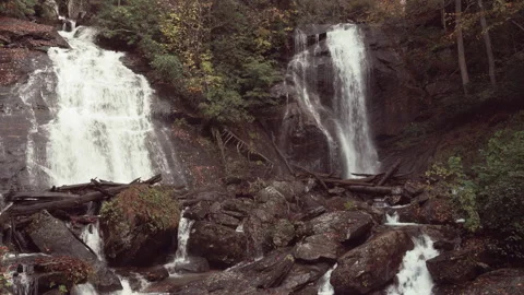 Ana Ruby Falls waterfall in the Fall outside of Helen, Georgia, 4k nature Stock Footage 191646998