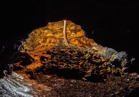 Ana Te Pahu Cave on Easter Island, Chile Stock Photos