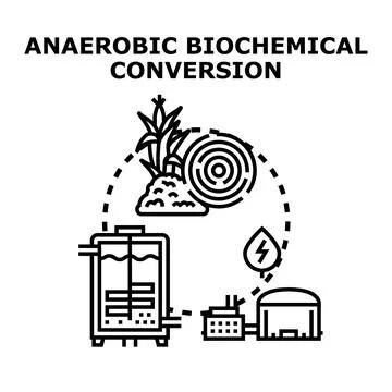 Anaerobic biochemical conversion process producing bioenergy Stock Illustration