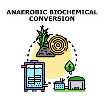 Anaerobic biochemical conversion process producing bioenergy Stock Illustration