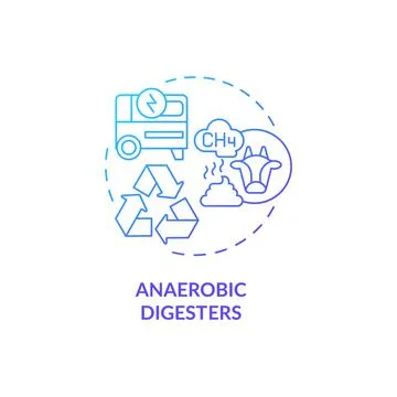 Anaerobic digesters blue gradient concept icon Stock Illustration