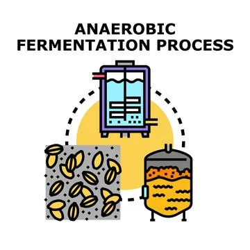Anaerobic fermentation process for organic material processing Stock Illustration