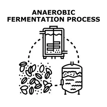Anaerobic fermentation process for organic material processing Stock Illustration