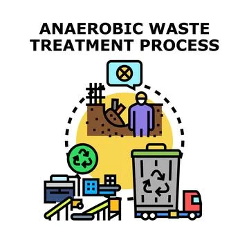 Anaerobic waste treatment process developing sustainable energy 스톡 일러스트