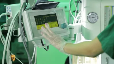 Anaesthetic machine in the operating room Video stock 21243256