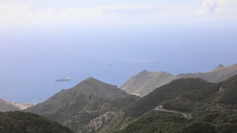 Anaga Mountains on the background of the ocean Stock Footage 106624758