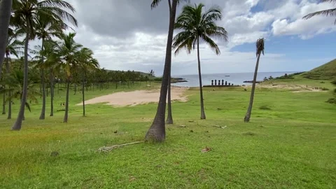 Anakena beach in Easter Island Stock Footage 342841077