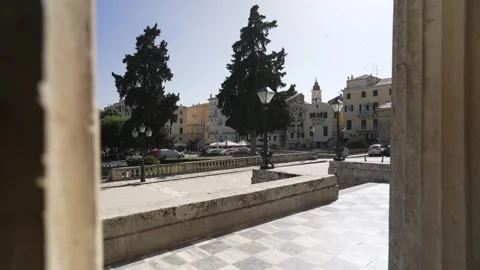 Anaktoron Square, captured 10 June 2024, Corfu Town, Corfu, Greece, Europe Stock Footage 277913723