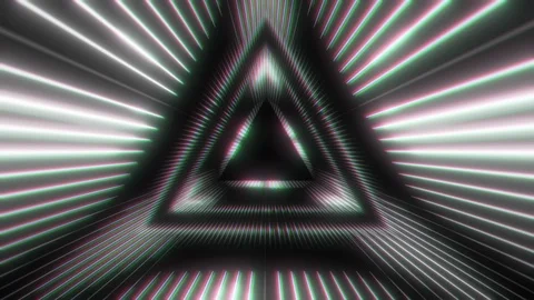 Analog Abstract Tempo Driven Triangle Tunnel Loop with Scanlines Stock Footage