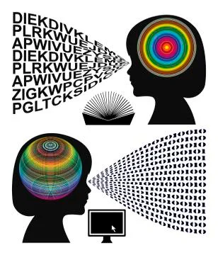 Analog and Digital Learning Stock Illustration