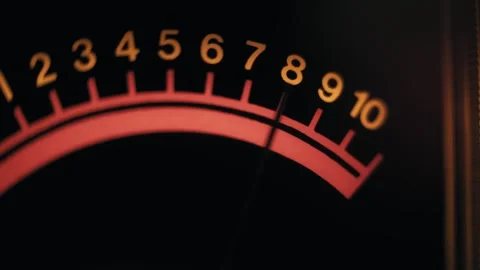 Analog Audio Meter Needle Moving on Illuminated Scale Stock Footage 329830845