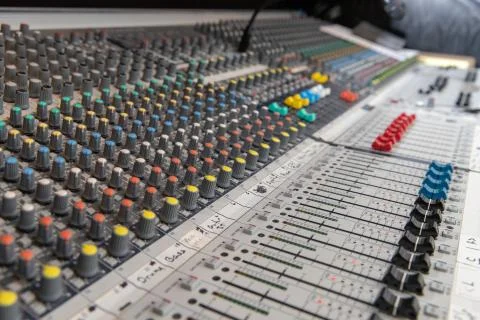 Analog Audio mixing console Stock Photos