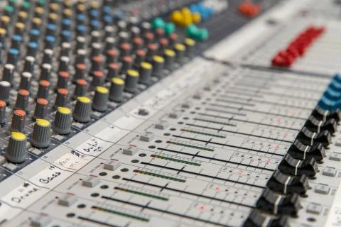 Analog Audio mixing console Stock Photos