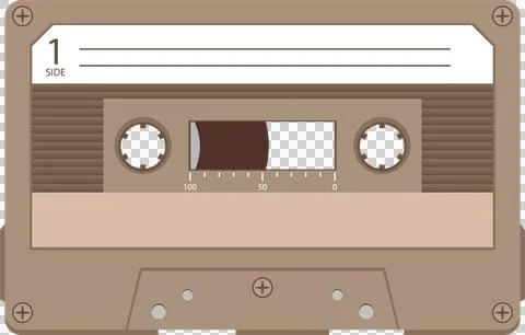 Analog audio music format, side one, with spools, indicator, and place for .. Stock Illustration
