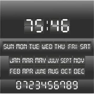 Analog black scoreboard digital timer. Stock Illustration