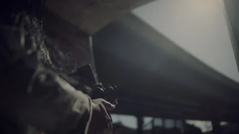 Analog Camera, Skateboard, SF Freeway Overpass Stock Footage 192047889