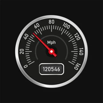 Analog Car Speedometer on White Background. Vector Illustrazione stock