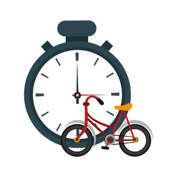 Analog chronometer and bike  icon Stock Illustration