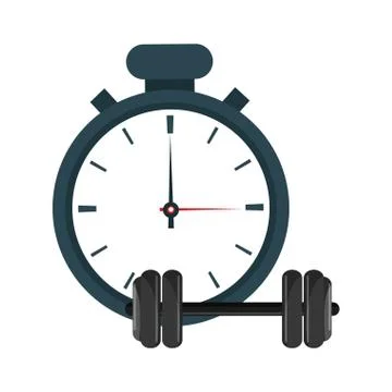 Analog chronometer and dumbbell  icon Illustrazione stock