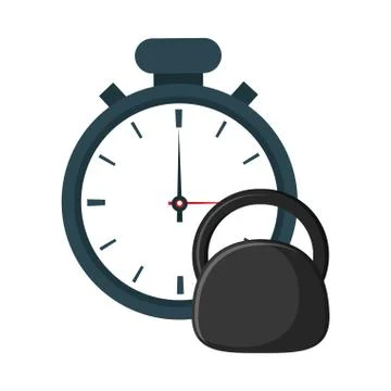 Analog chronometer and kettlebell  icon Stock Illustration