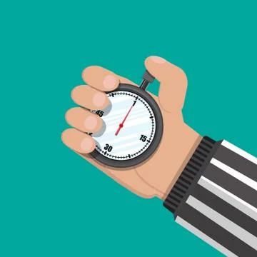 Analog chronometer timer in hand of referee Stock Illustration