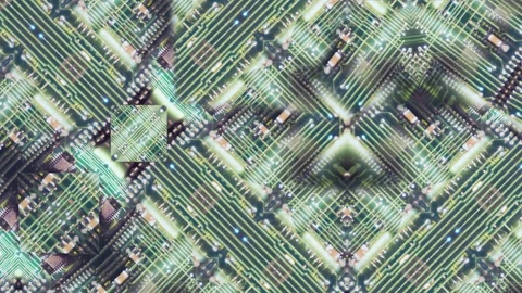 Analog Circuit Board Mandala Pattern. Close Up in slow calm movement Stock Footage 249143597