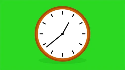 Analog Clock at 15 minutes Isolated on Green background and motion video design. Stockbeeldmateriaal 322716733