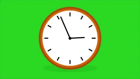 Analog Clock at 15 minutes Isolated on Green background and motion video design. Stockbeeldmateriaal 322716736
