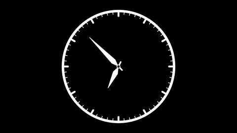 Analog clock 24 hours time lapse. Loop animation on black background Stock Footage 315230058