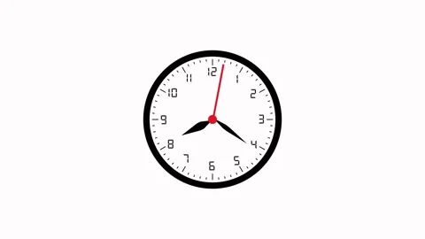 Analog clock animation with black bezel. Analog clock red second hand time .. Stock Footage 337622071