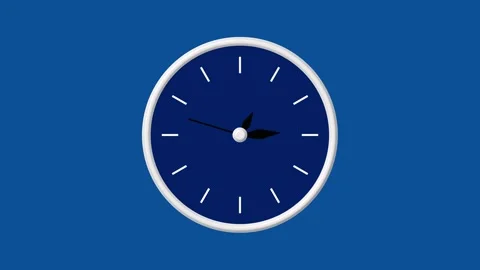 Analog clock animation on blue background. Analog clock minimalist design d.. Stock Footage 337569205
