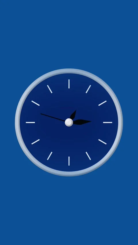 Analog clock animation on blue background. Analog clock minimalist design d.. Stock Footage 346050122