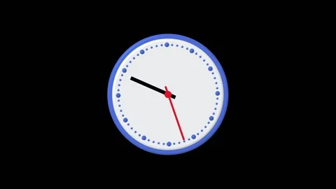 Analog clock animation with blue bezel. Analog clock round face time displa.. Stock Footage 337622119