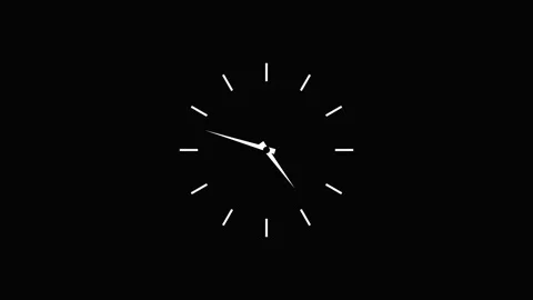 Analog clock animation on dark background. Analog clock minimalist time dis.. Stock Footage 337569223