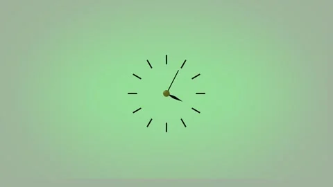 Analog clock animation on green background. Analog clock black hands time d.. Stock Footage 337569194