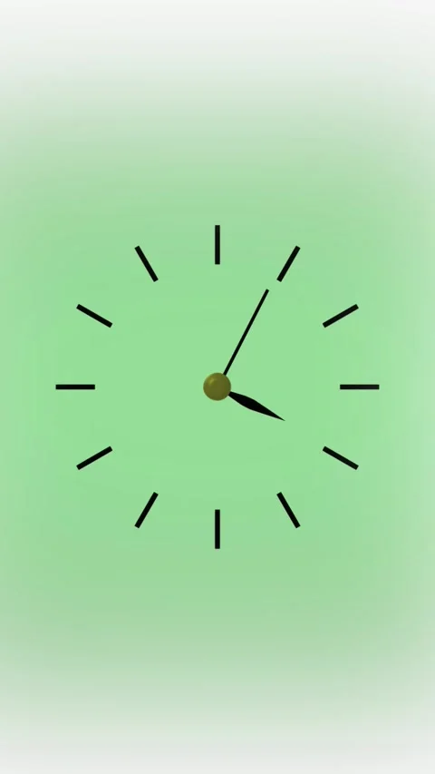 Analog clock animation on green background. Analog clock black hands time d.. Stock Footage 346050106