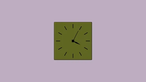 Analog clock animation with olive face. Analog clock minimalist time displa.. Stock Footage 337569191