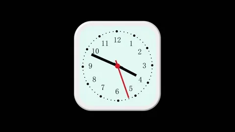Analog clock animation with rounded square. Analog clock minimalist time di.. Stock Footage 337622121